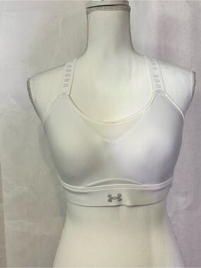 Under Armour White Padded Sports Bra with Branded Straps